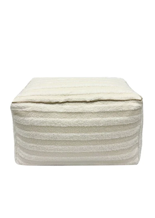 Kaikoo Cream Rectangle Pouffe in Textured Fabric - One Size Image 5
