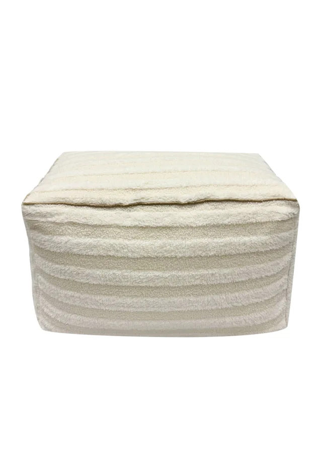 Kaikoo Cream Rectangle Pouffe in Textured Fabric