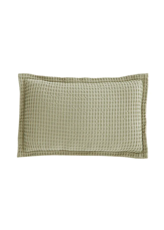 Pineapple Elephant Jaipur Chunky Waffle Cotton 30x50cm Cushion Sage Green