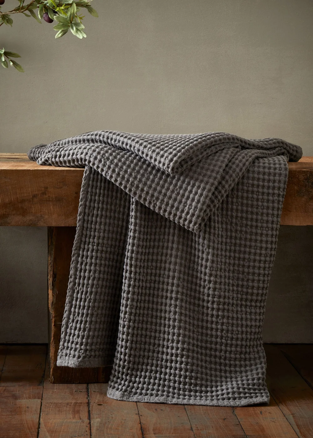 Pineapple Elephant Jaipur Chunky Waffle Cotton 150x200cm Blanket Throw Grey - One Size Image 1