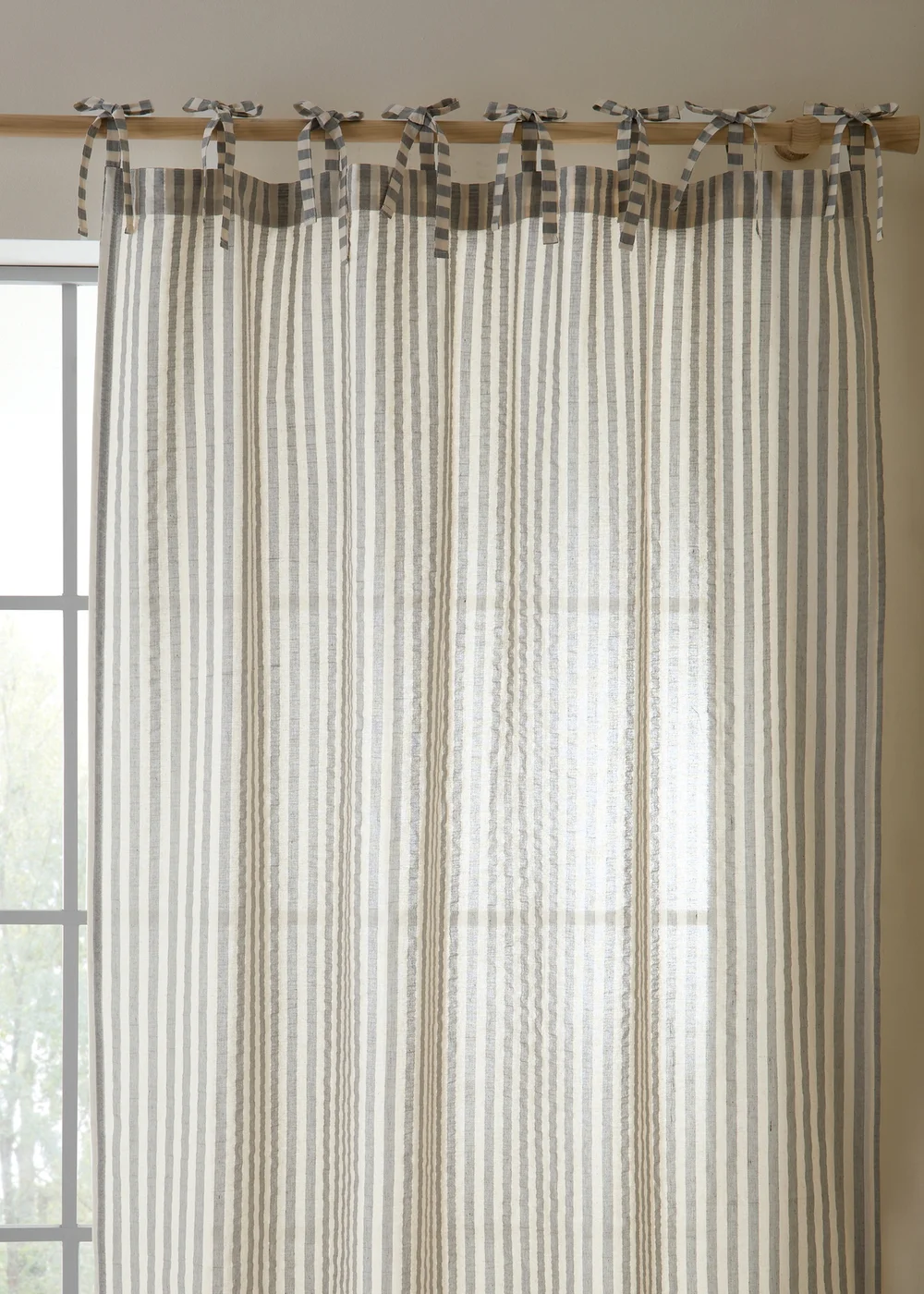 Pineapple Elephant Zanzibar Woven Stripe Voile Curtain Panel Grey - 55W X 72D (140x182cm) Image 2