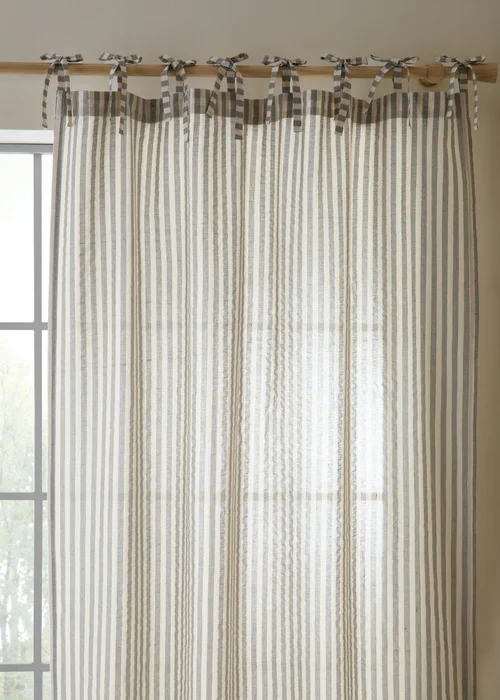 Pineapple Elephant Zanzibar Woven Stripe Voile Curtain Panel Grey - 55W X 72D (140x182cm) Image 2