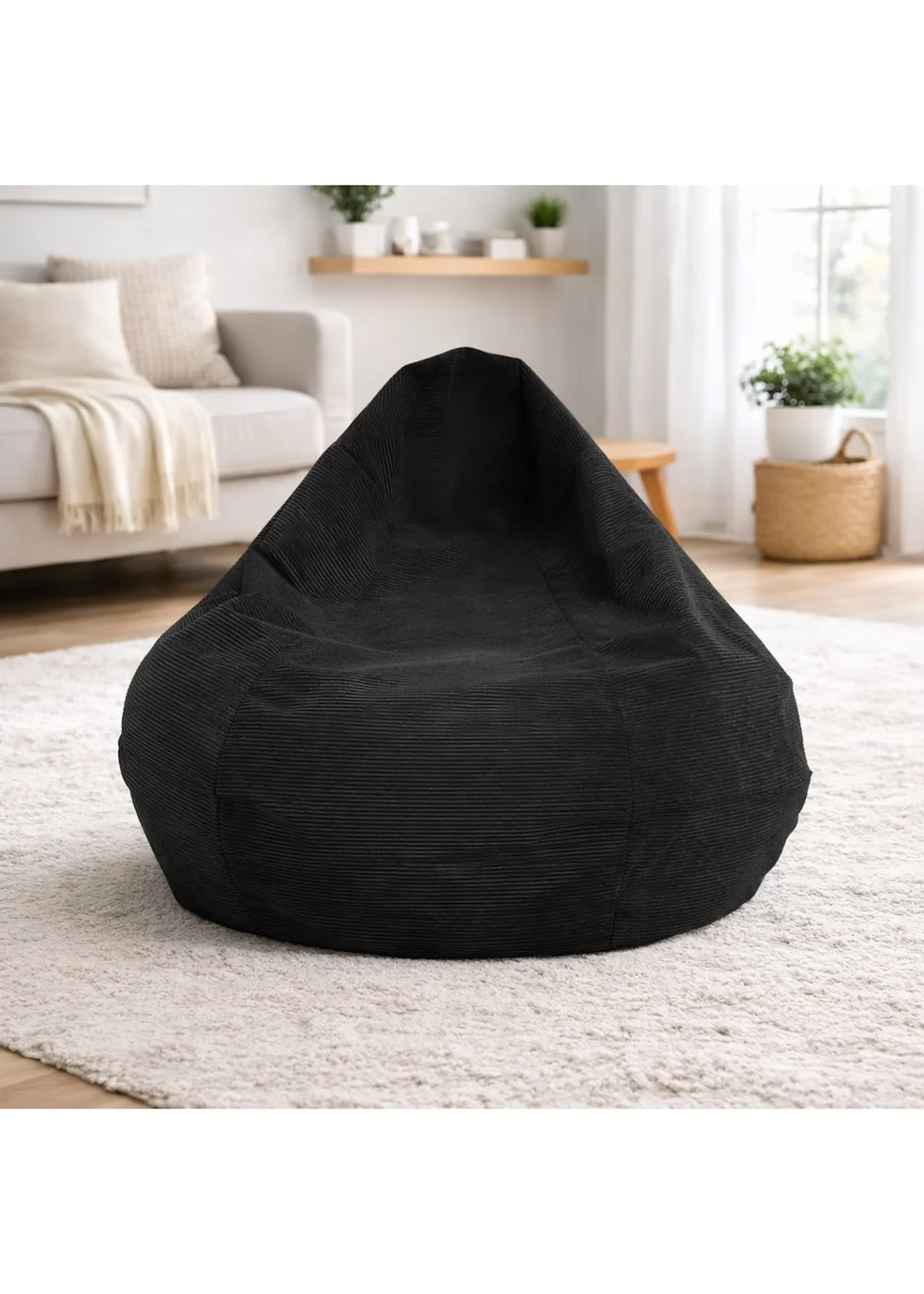 Kaikoo Grey Areya Large Corduroy Beanbag - One Size Image 1
