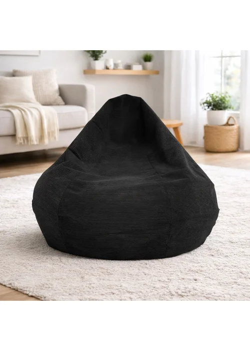 Kaikoo Grey Areya Large Corduroy Beanbag - One Size Image 1