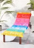Catherine Lansfield Block Stripe Cotton Beach Sun Lounger Towel Bright - One Size Image 1