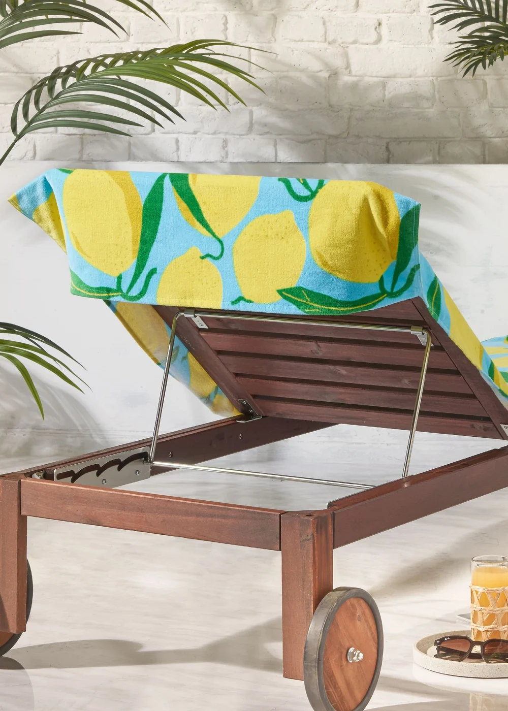 Catherine Lansfield Lemons Cotton Beach Sun Lounger Towel Aqua Blue - One Size Image 2