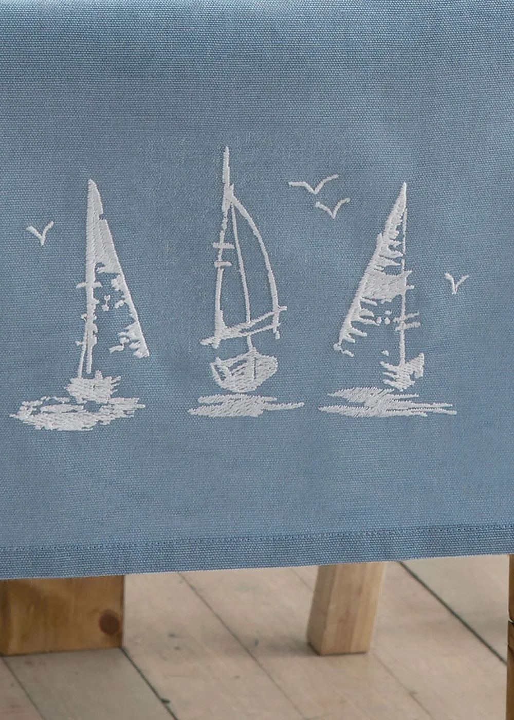 Catherine Lansfield Salcombe Boats Cotton 33x220cm Dining Table Runner Blue - One Size Image 2