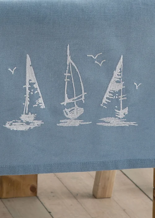 Catherine Lansfield Salcombe Boats Cotton 33x220cm Dining Table Runner Blue - One Size Image 2