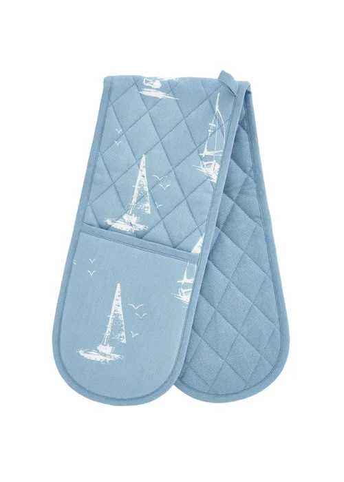 Catherine Lansfield Salcombe Boats Cotton Kitchen Double Oven Glove Blue - One Size Image 3