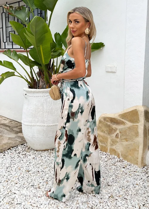 AX Paris Multi Smudge Print Strappy Cowl Neck Jumpsuit - 14 Image 4