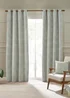 Catherine Lansfield Stab Stitch Lined Eyelet Curtains Sage Green - 46W X 54D (116x137cm) Image 1