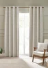 Catherine Lansfield Stab Stitch Lined Eyelet Curtains Natural - 46W X 54D (116x137cm) Image 1