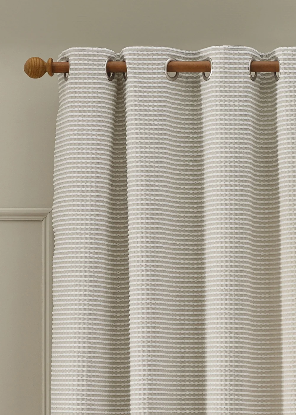 Catherine Lansfield Stab Stitch Lined Eyelet Curtains Natural - 46W X 54D (116x137cm) Image 2