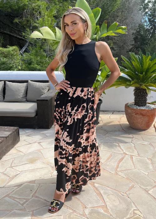 AX Paris Black Abstract Print 2 In 1 Smock Midi Dress - 10 Image 2