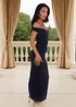 AX Paris Navy Off Shoulder Wrap Top Ruched Skirt Midi Dress - 8 Image 4