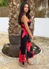 AX Paris Black & Coral Red Floral Print Strappy Slip Midi Dress - 10 Image 4