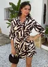 AX Paris Brown Animal Print Tie Waist Wrap Shirt Mini Dress - 14 Image 1