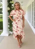 AX Paris Blush Floral Print Puff Sleeve Gathered Side Midi Dress - 14 Image 1