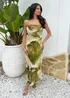 AX Paris Lime Marble Print Strappy Slip Midi Dress - 14 Image 2