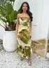AX Paris Lime Marble Print Strappy Slip Midi Dress - 14 Image 1