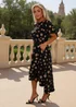 AX Paris Black & Stone Polka Dot Puff Sleeve Tie Waist Midi Dress - 16 Image 4