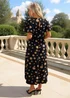 AX Paris Black & Stone Polka Dot Puff Sleeve Tie Waist Midi Dress - 16 Image 5