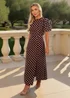 AX Paris Chocolate Polka Dot Print Puff Sleeve Midi Dress - 10 Image 2