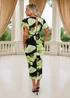 AX Paris Black And Green Floral Print Puff Sleeve Midi Dress - 16 Image 2