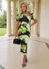 AX Paris Black And Green Floral Print Puff Sleeve Midi Dress - 16 Image 4
