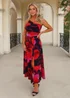 AX Paris Multi Floral Print One Shoulder Ruched Waist Midi Dress - 12 Image 3
