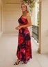 AX Paris Multi Floral Print One Shoulder Ruched Waist Midi Dress - 12 Image 4