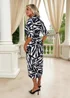 AX Paris Black & White Animal Print Belted Wrap Shirt Midi Dress - 16 Image 5
