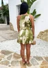 AX Paris Lime Marble Print Racer Neck Bubble Hem Mini Dress - 8 Image 4