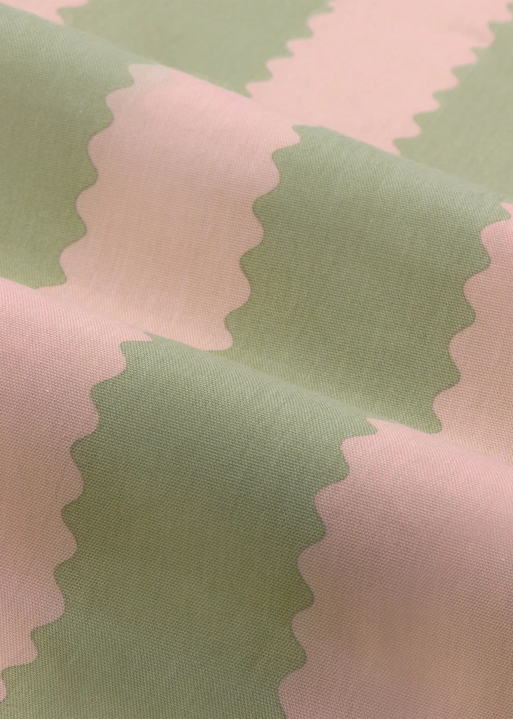 Wylder Birdie Stripe Ruffle Pink/Green Pencil Pleat Curtain Pair - 66W X 54D (168x137cm) Image 5