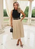 AX Paris Stone 2 In 1 Pleated Skirt Belted Midi Dress - 10 Image 2