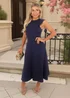 AX Paris Navy Round Neck A-line Skirt Midi Dress - 14 Image 2