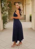 AX Paris Navy Round Neck A-line Skirt Midi Dress - 14 Image 4