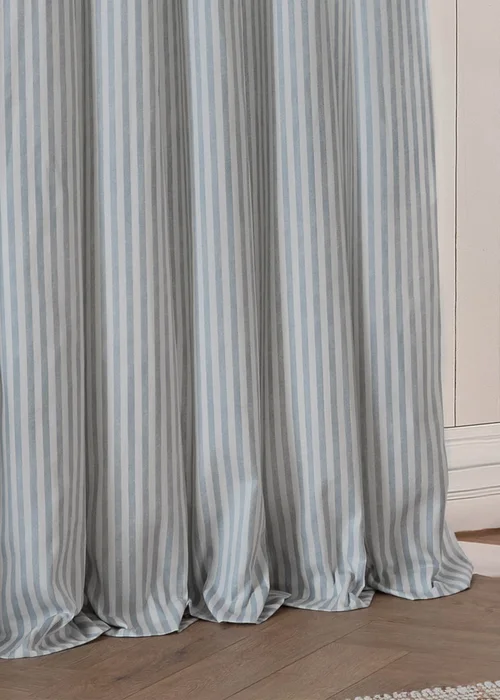 Yard Hebden 100% Cotton Blackout Mineral Blue Eyelet Curtain Pair - 46W X 54D (117x137cm Image 5