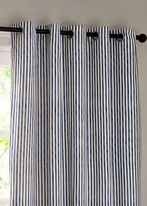 Yard Hebden 100% Cotton Blackout Navy Eyelet Curtain Pair - 46W X 54D (117x137cm Image 4