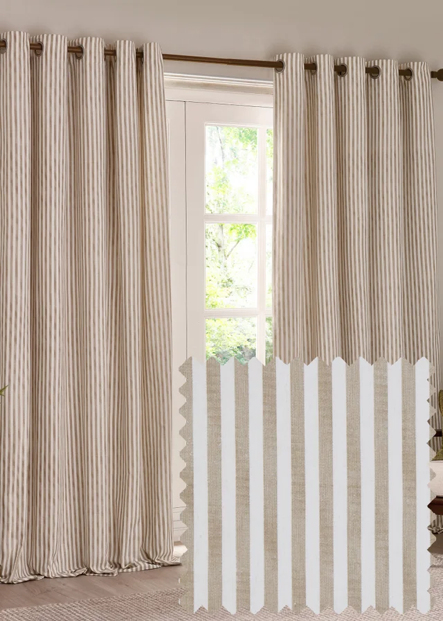 Yard Hebden 100% Cotton Blackout Natural Eyelet Curtain Pair