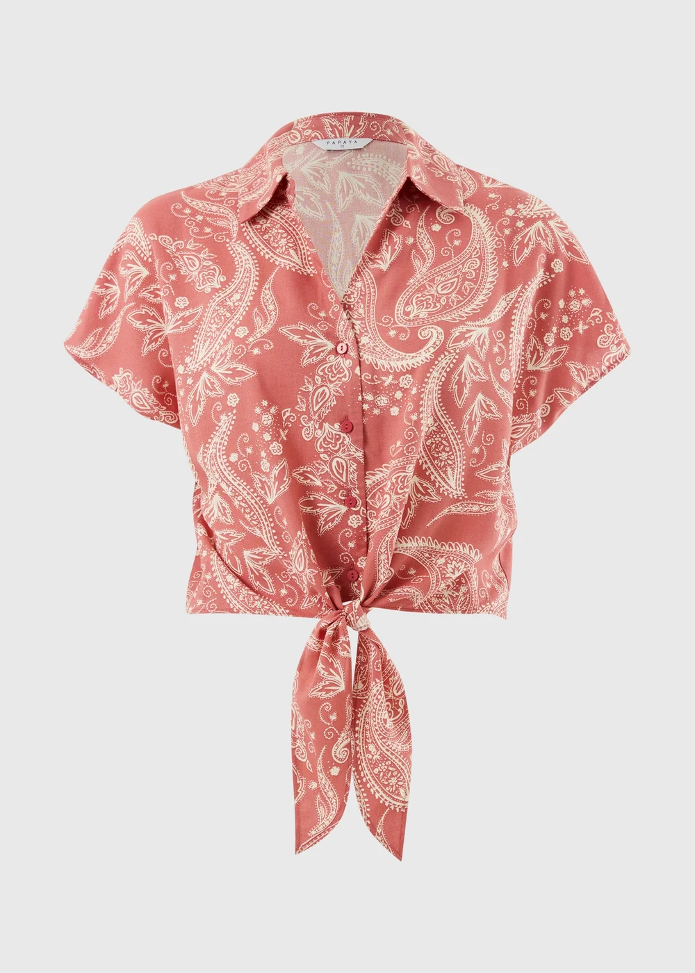 Pink Paisley Tie Front Co Ord Shirt - 22 Image 4