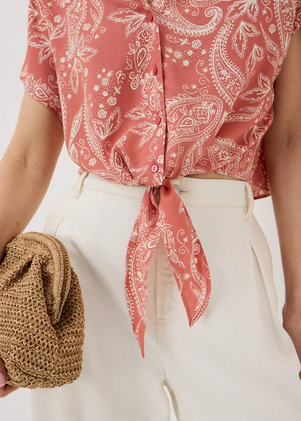 Pink Paisley Tie Front Co Ord Shirt - 22 Image 3