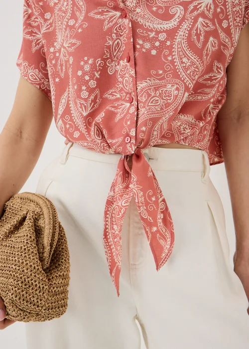 Pink Paisley Tie Front Co Ord Shirt - 22 Image 3