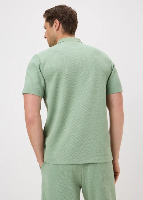 Iceberg Green Diamond Textured Co Ord Polo Shirt - 2XL Image 2