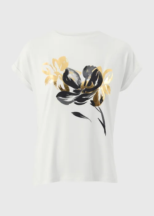 Cream Foil Floral T-Shirt - 8 Image 2