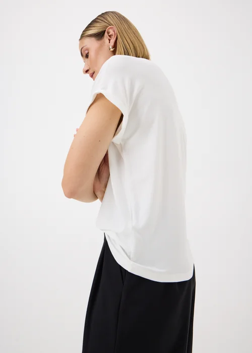 White Embellished Neck Trim T-Shirt - 8 Image 2