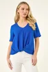 Roman Royal Blue Petite Textured Twist Hem Top - 12 Image 1