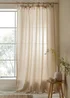 Pineapple Elephant Zanzibar Woven Stripe Voile Curtain Panel Natural - 55W X 72D (140x182cm) Image 1