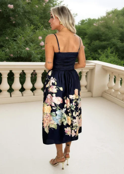 AX Paris Navy Floral Print Detail Strappy Midi Dress - 8 Image 3