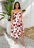 AX Paris Cream Rose Printed Lace-Up Front Strappy Midi Dress - 16 Image 3